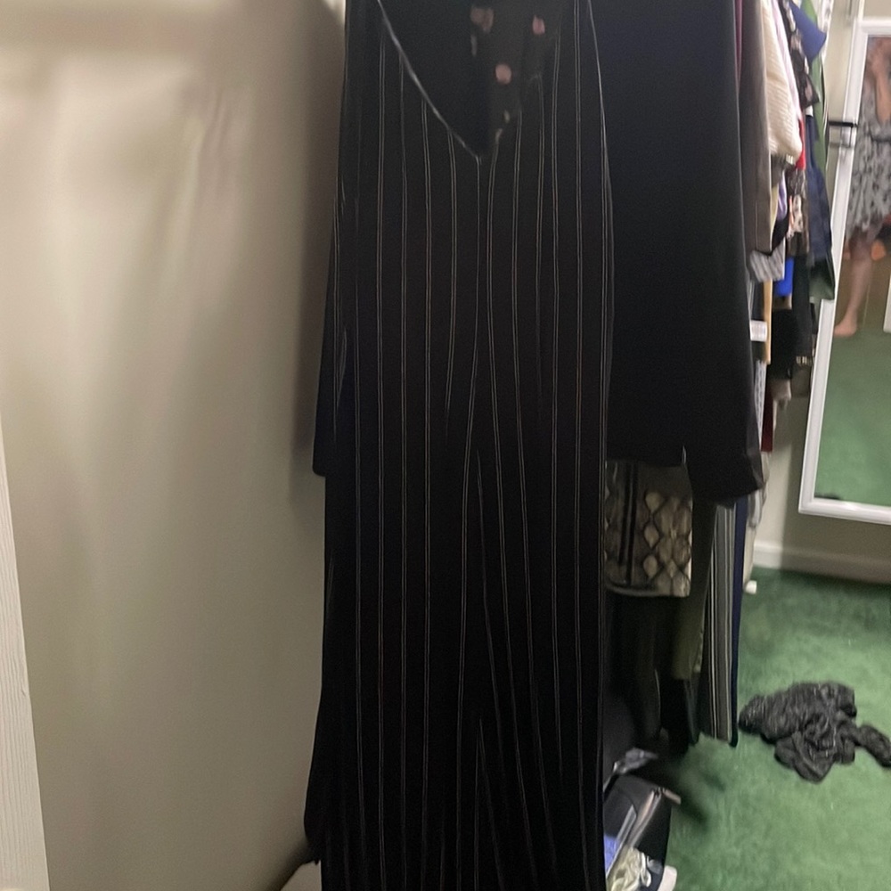 American eagle black striped romper size large